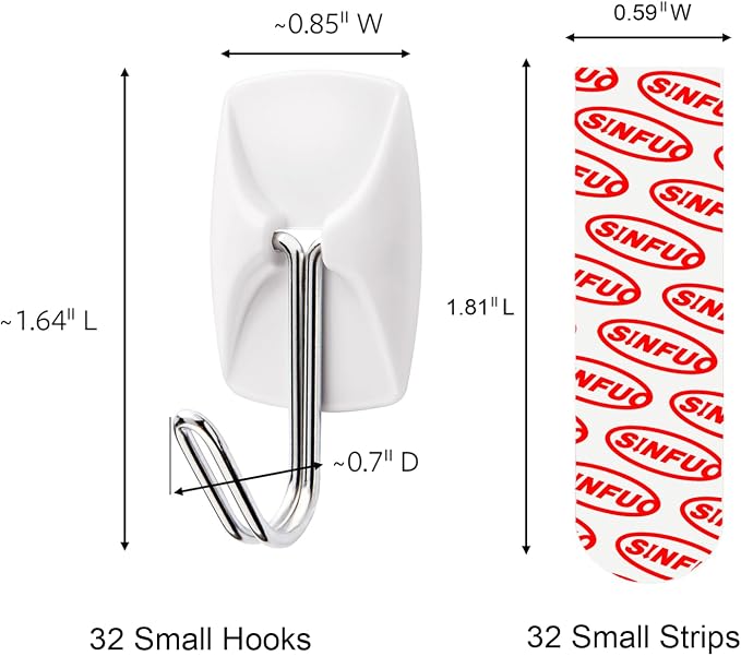 Sinfuo Wire Hooks for Wall Small 32 Hooks, Heavy Duty Wall Hooks - Image 2