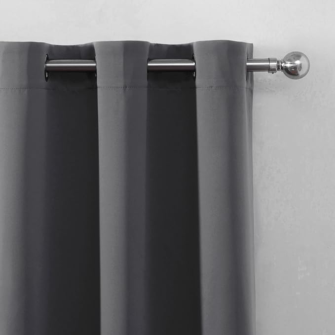 LEMOMO Blackout Curtains 52 x 120 Inch Long Frost Grey Curtains Set of 2 Panels - Image 6