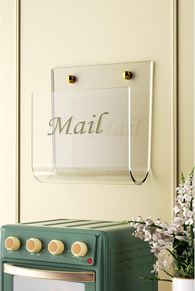 Cociat Acrylic Mail Holder for Wall Clear Hanging 6.6 X 2.2 Inch Mail Organizer - Image 6