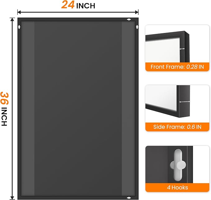 TRAHOME Bathroom Vanity Mirror for Wall, 2 Pack 36" x 24" Metal Framed - Image 7