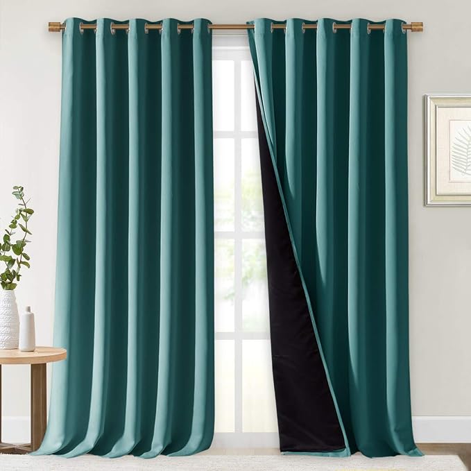 NICETOWN 100% Blackout Curtains 108 inches Long, Noise Reduction Window by NICETOWN