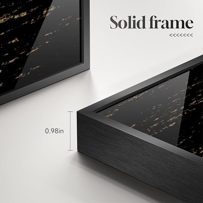 Framed Long Narrow Vertical Moon Wall Art Set of 2, Modern Black White Gold - Image 6