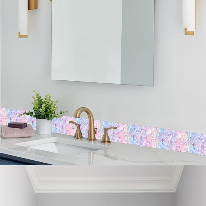HOMETITUTE Wallpaper Border Peel and Stick Wall Border 4x196 Inch Iridescent - Image 5