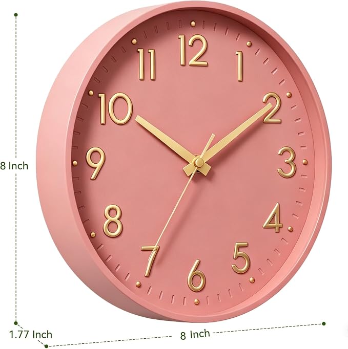 Mosewa Wall Clock 8 Inch, Battery Operated Silent Non-Ticking Modern Analog - Image 3