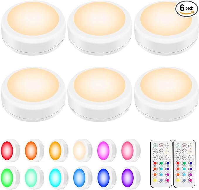 BLS LED Puck Lights with Remote Control, Wireless Under Cabinet & Closet by BLS