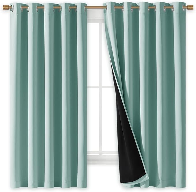 NICETOWN Aqua Blue 100% Blackout Lined Curtains, 2 Thick Layers Completely - Image 2