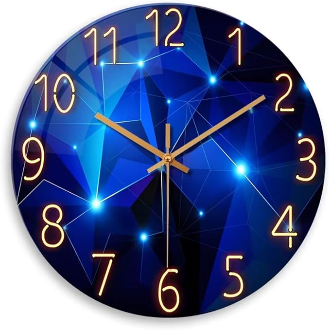Blue Wall Clock Battery Operated 14 Inch Modern Wall Clock Non Ticking Glass by Constantplanet%E6%97%97%E8%88%B0%E5%BA%97