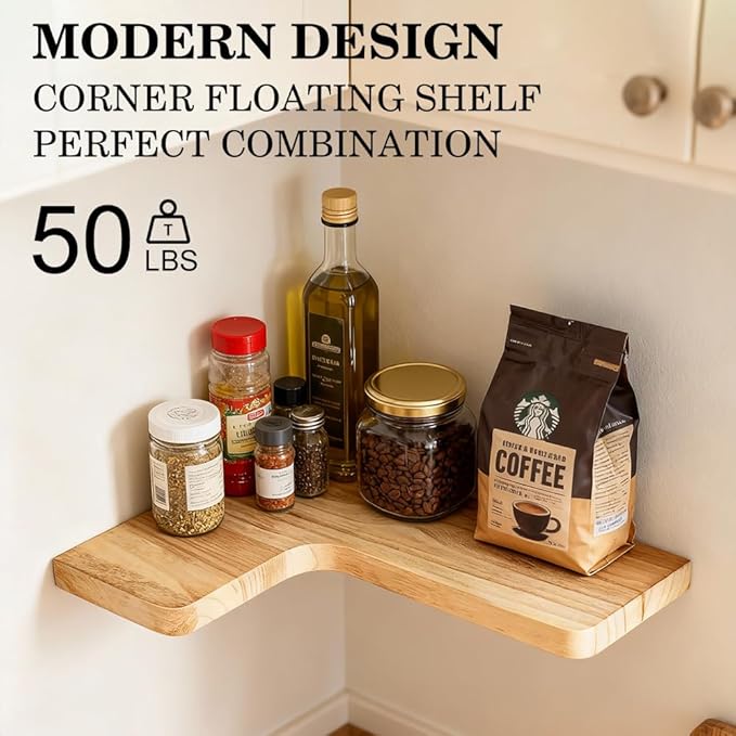 Floating Corner Shelves, Wall Shelf Set of 3, Shelves - Image 4