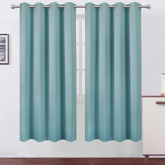 LEMOMO Stone Blue Thermal Blackout Curtains/52 x 72 Inch/Set of 2 Panels Room by Lemomo