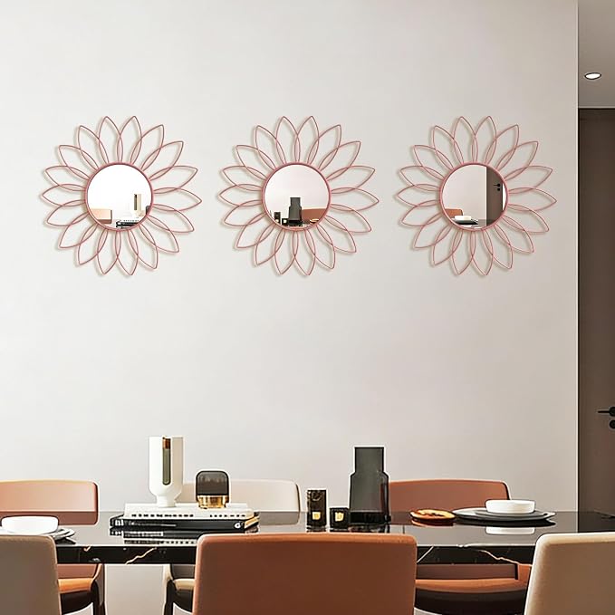 3 Pack Metal Mirrors for Wall Sunburst Wall Mirrors Home Décor Decorative - Image 5
