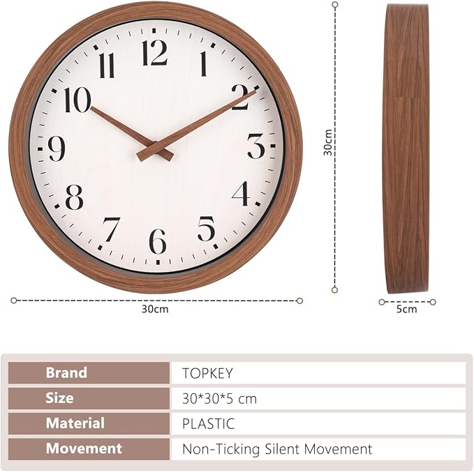 Topkey 12 Inch Silent Wall Clock - Image 2