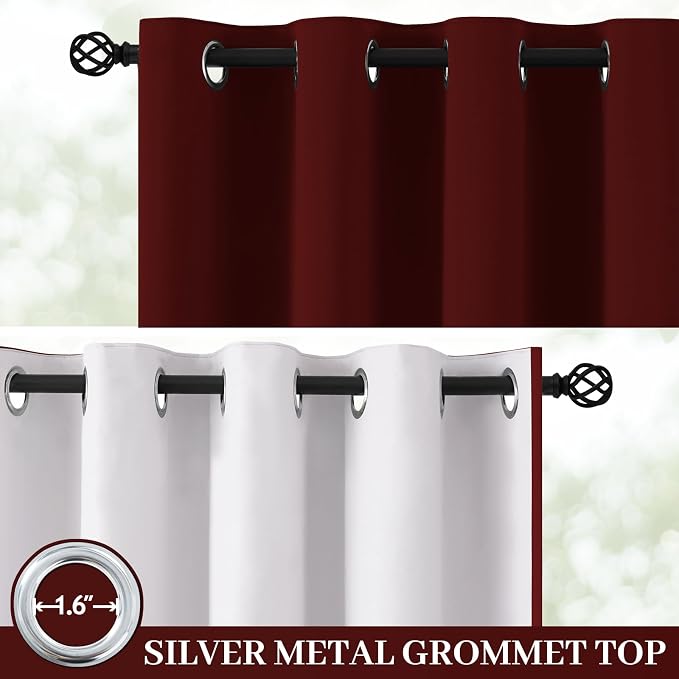 Yakamok 100% Blackout Curtain Panels 63 inches Cold and Light Blocking Drapes - Image 2