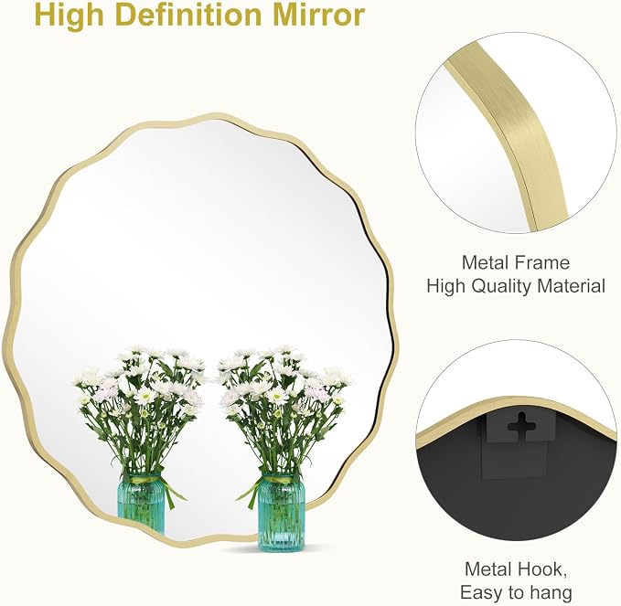 WallBeyond Round Wavy Mirror for Wall Decorative 32 inch, Modern Round Mirror - Image 5