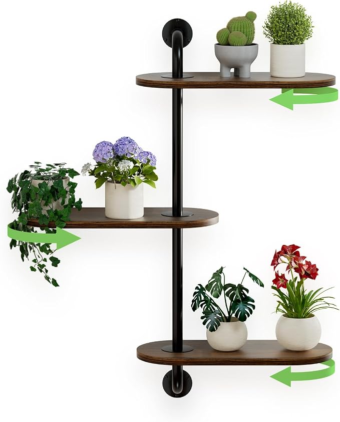 Rotating Window Plant Shelves 3-Tier, Wooden Window Shelf - Image 8