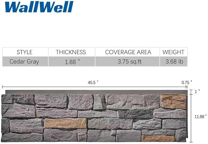 Faux Stone Wall Panels 2-Pack PU Stone Veneer Siding, Mortarless 46.25x12.88 - Image 5