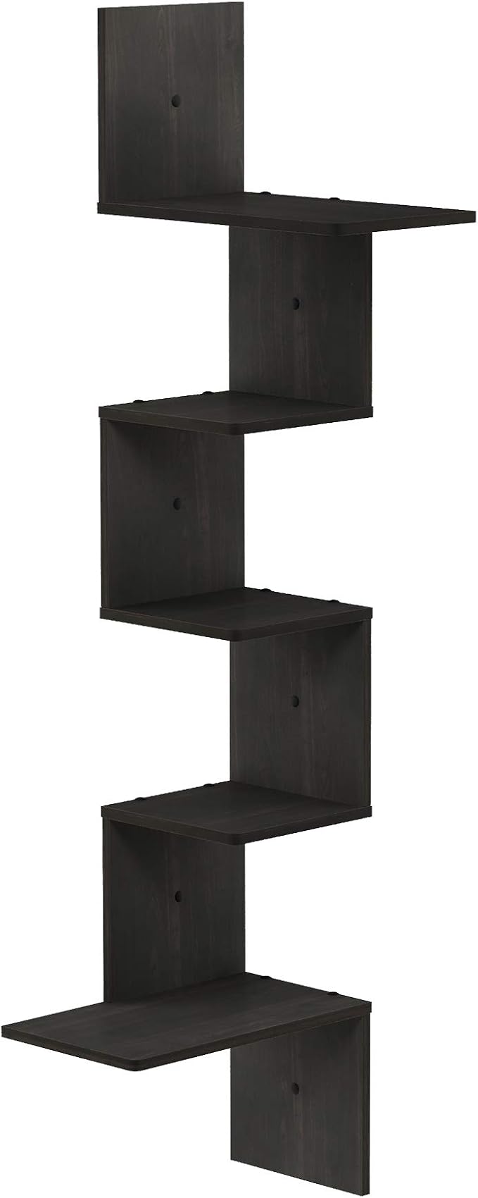 Furinno Rossi Wall Mounted Shelves, 5-Tier Rectangle, Espresso/Black - Image 4