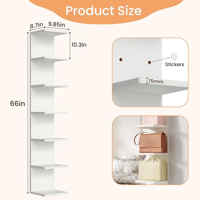 upsimples 7-Tier Floating Wall Shelf, Decorative Shelves - Image 2