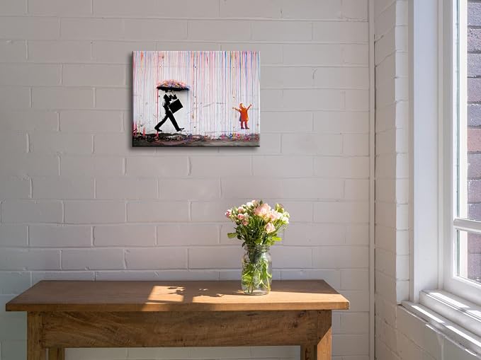 Wieco Art Banksy Raining Day or Colorful Graffiti Street Famous Canvas - Image 2