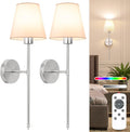 NIORSUN Battery Operated Wall Sconce Set of 2, Brushed Nickel Rechargeable Wall by NIORSUN