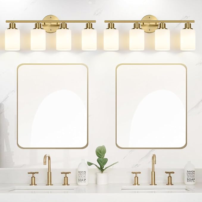 Zarbitta 4-Light Bathroom Light Fixtures, Brushed Gold Modern Vanity Lights - Image 7