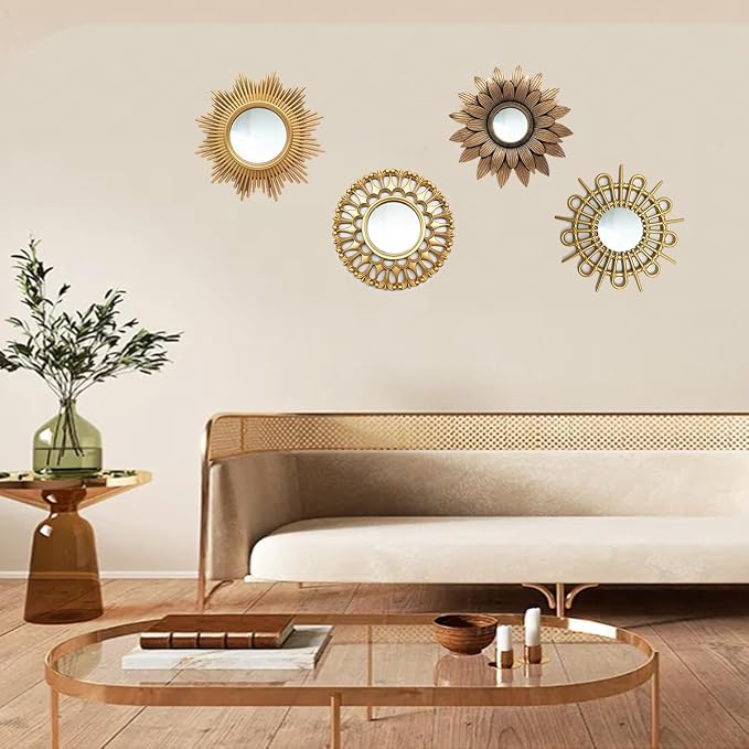 Gold Mirrors for Wall Decor Pack of 3. Round Mirrors.Rays of Light and Annual - Image 8