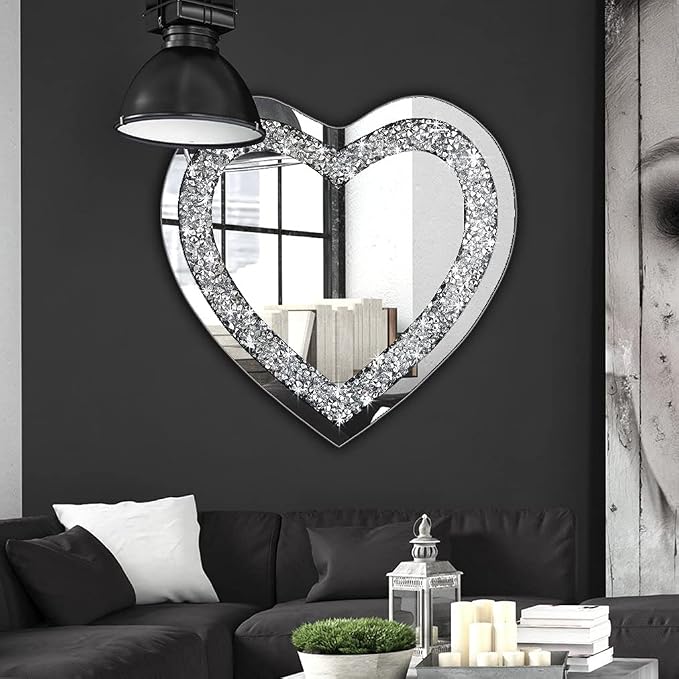DMDFIRST Crystal Crush Diamond Heart Shaped Silver Mirror - Image 4