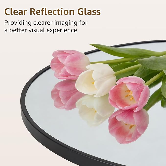 DUMOS 30 Inch Round Wall Mirror, Bathroom Mirror - Image 2