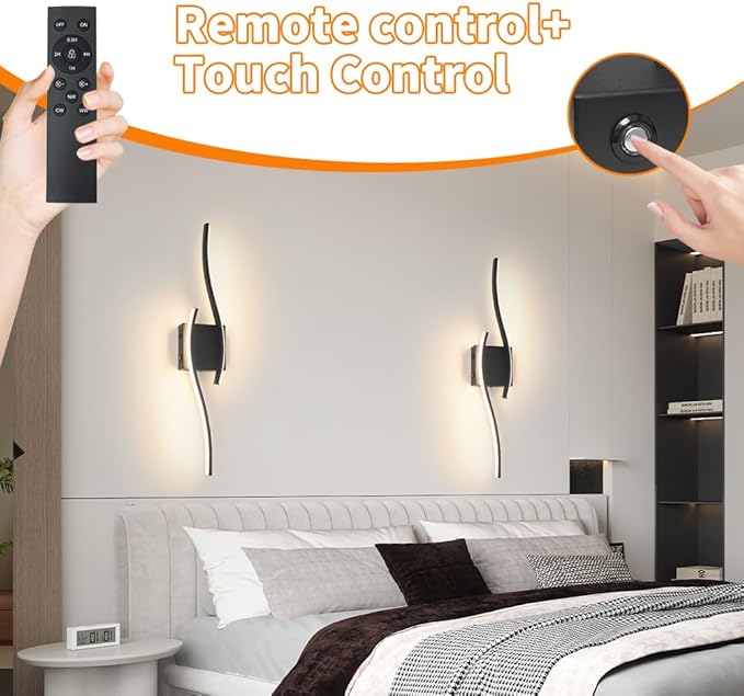 Daunton Modern Battery Operated Wall Sconce Set of 2, 3CCT Adjustable, Timer& - Image 7