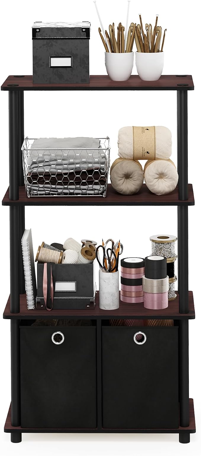 Furinno NW889DC/BK Go Green 4-Tier Multipurpose Storage Rack w/Bins, Dark - Image 4