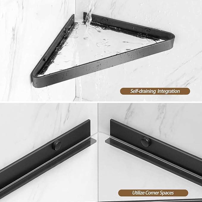 VOLPONE Bathroom Shelves Wall Mounted Glass Corner Shower Shelf - Image 4