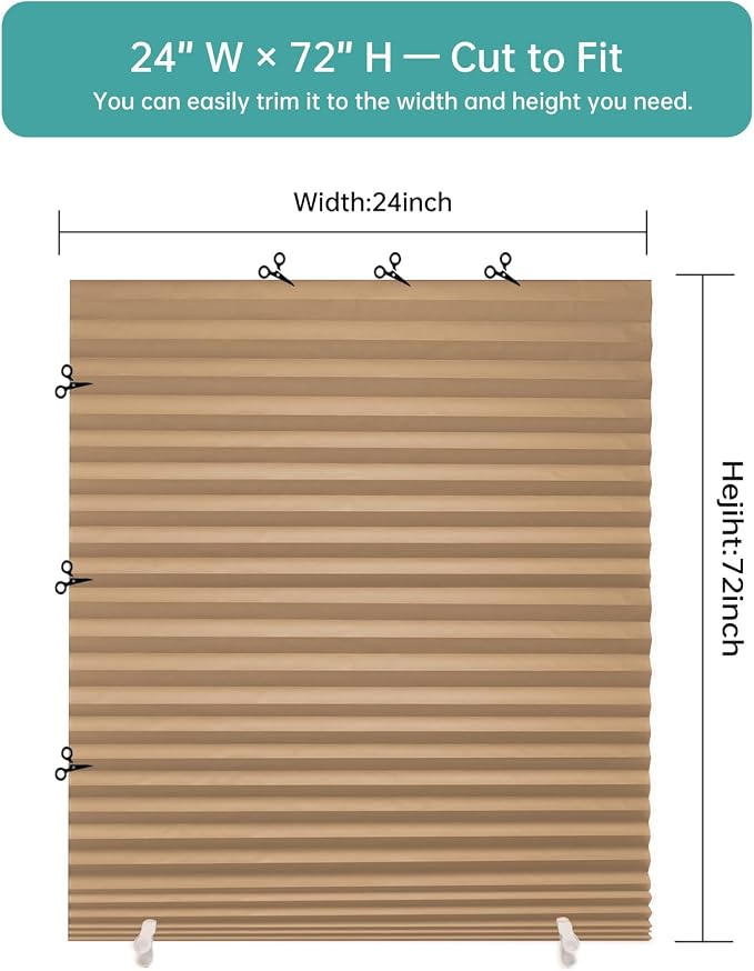 Changshade 6 Pack Temporary Shades, Pleated Paper Blinds - Image 3