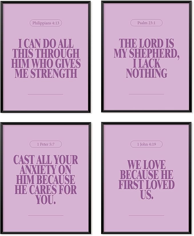 Locomiss Purple Christian Wall Art Decor Posters, Modern Bible Verse Prints by Unknown
