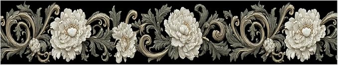Beige Floral Scroll Wallpaper Border 196x4 Inch Peel and Stick Wall Border - Image 2