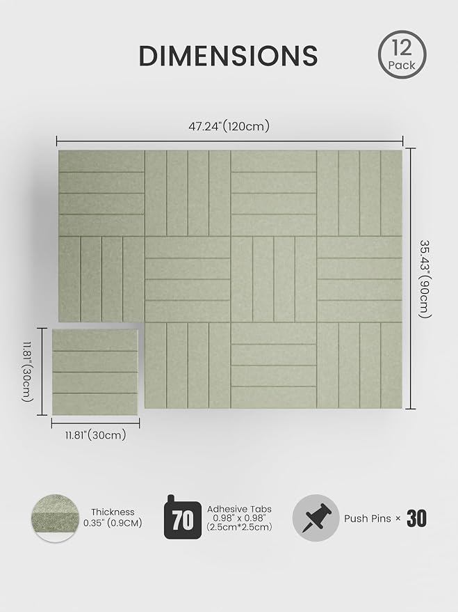 Bumusty Large Cork Board Alternative-48 x 36" Felt Bulletin Board Tiles - Image 2