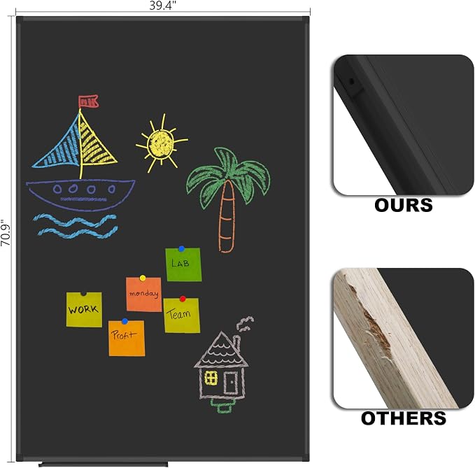 Lockways Magnetic Chalkboard 72 x 40 Inches, Aluminum Frame Large Blackboard - Image 2