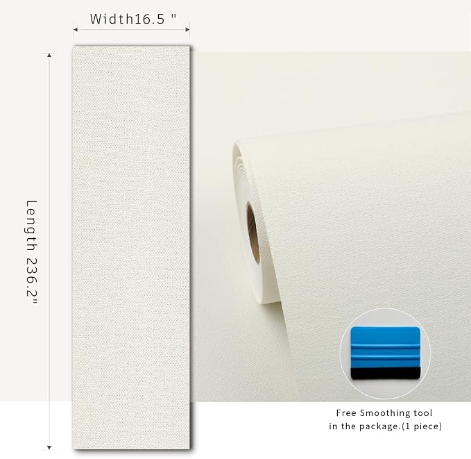 White Peel and Stick Wallpaper Slight Velvety Feeling Woven Fabric Grasscloth - Image 8