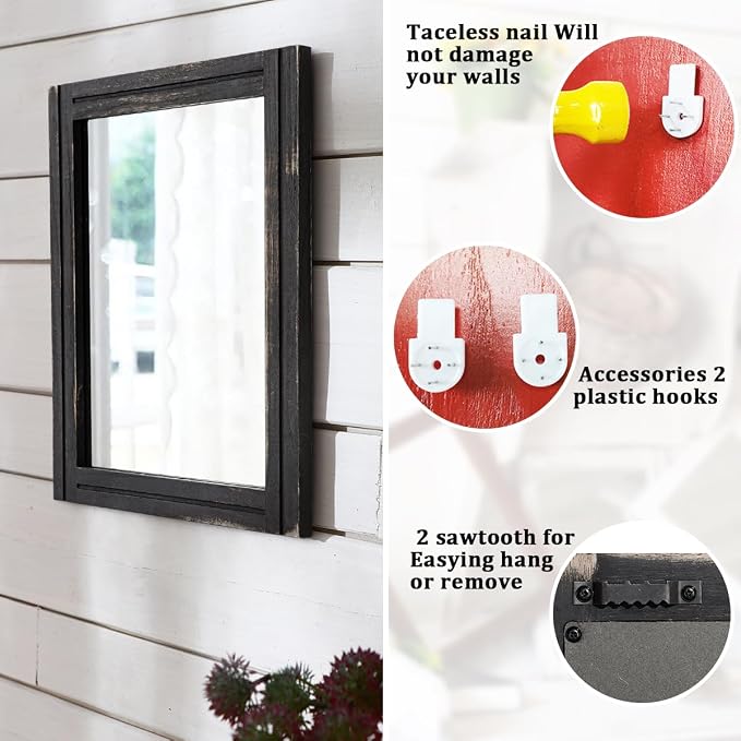 AAZZKANG Wall Mounted Mirror Small Rectangular Retro Mirrors - Image 3