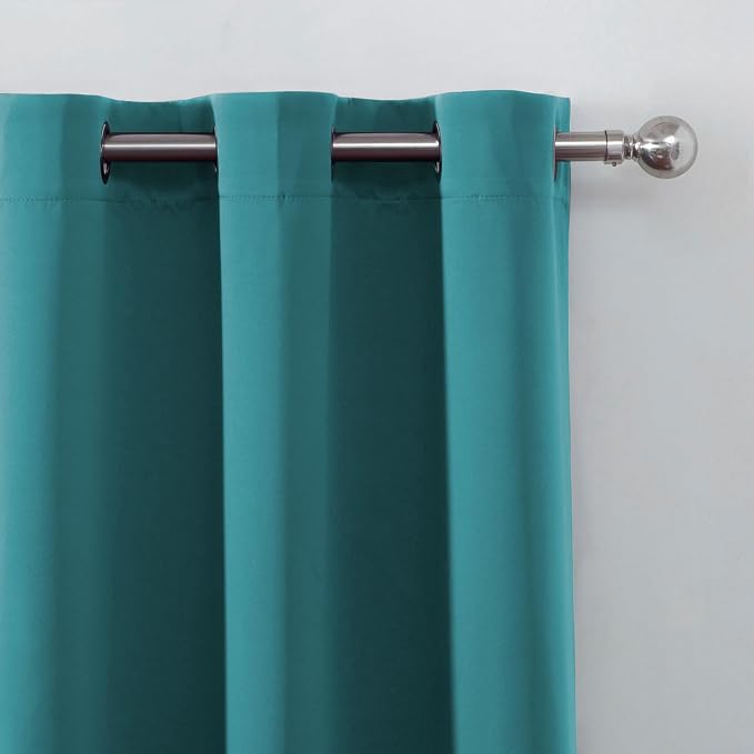 LEMOMO Blackout Curtains 66 x 54 Inch Long Sea Teal Curtains Set of 2 Panels - Image 6