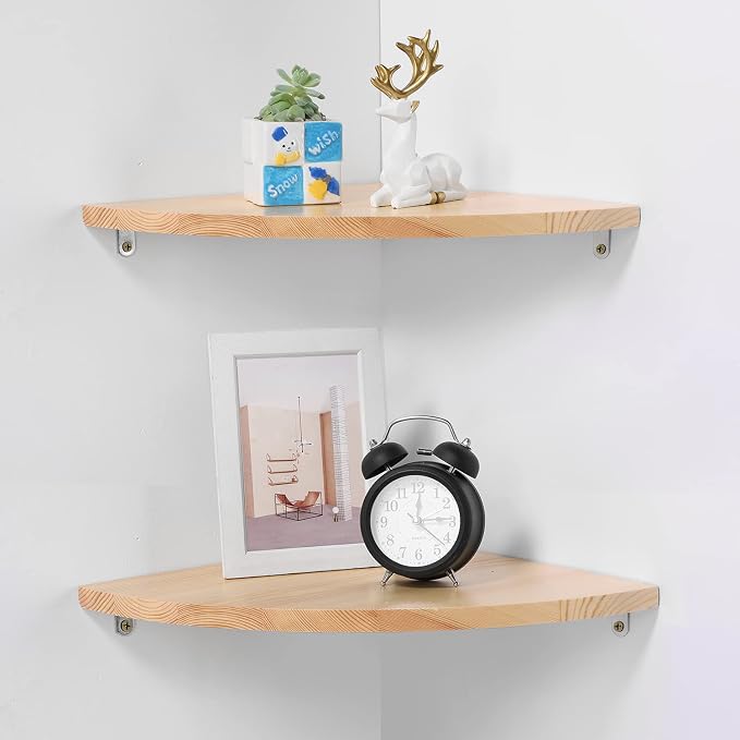 JORIKCHUO 12 inch Corner Wall Shelf Set of 2, Solid Wood Corner Floating Shelves by JORIKCHUO