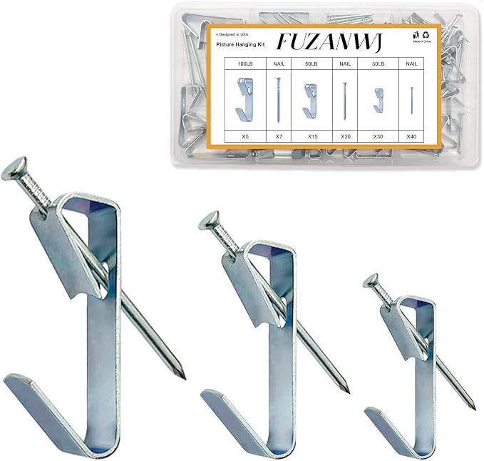 117Pcs Picture Hangers, 3 Size Picture Hooks Including 30/50/100lbs, Picture by FUZANWJ