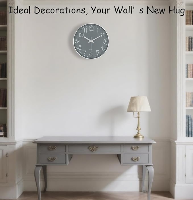 Wall Clock, Silent Wall Clocks Battery Operated 10 Inch Modern Non Ticking - Image 2