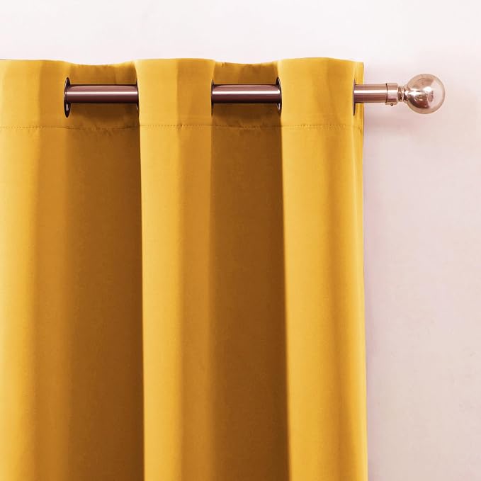 LEMOMO Blackout Curtains 66 x 54 Inch Long Yellow Curtains Set of 2 Panels Room - Image 6