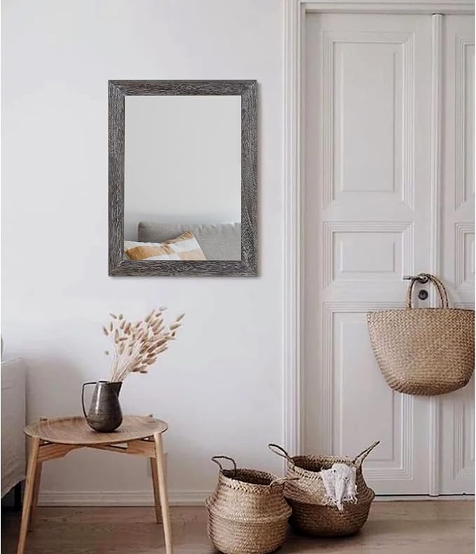 AAZZKANG Wall Mirror with Rectangle Wood Frame Large 20"x16" Rustic Decorative - Image 5