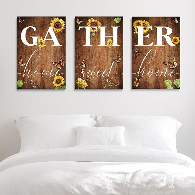 GUBIYU Rustic Farmhouse Dining Room Decor Cute Gather Signs - Image 5