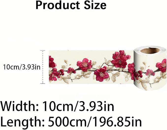 Cherry Blossom Wallpaper Border 196x4 Inch Red Flower Peel and Stick Wall - Image 9