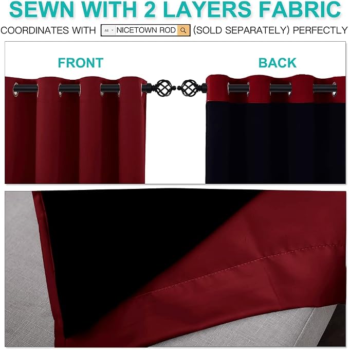 NICETOWN Cold Blocking 100% Blackout Curtains, Durable and Soft Black Lined - Image 5