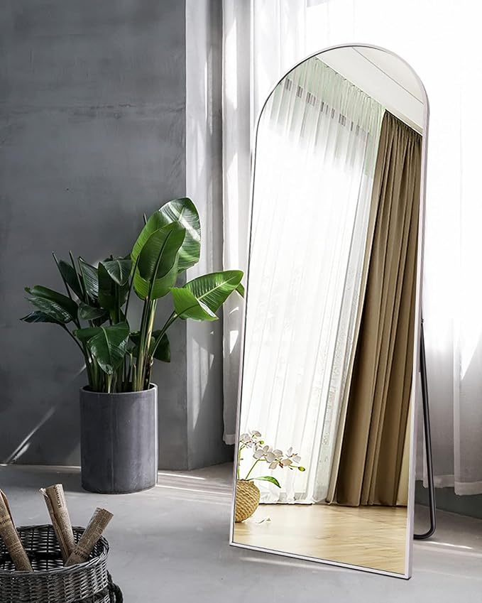 Dewfig Arched White Full Length Mirror, Full Body Mirrors - Image 3