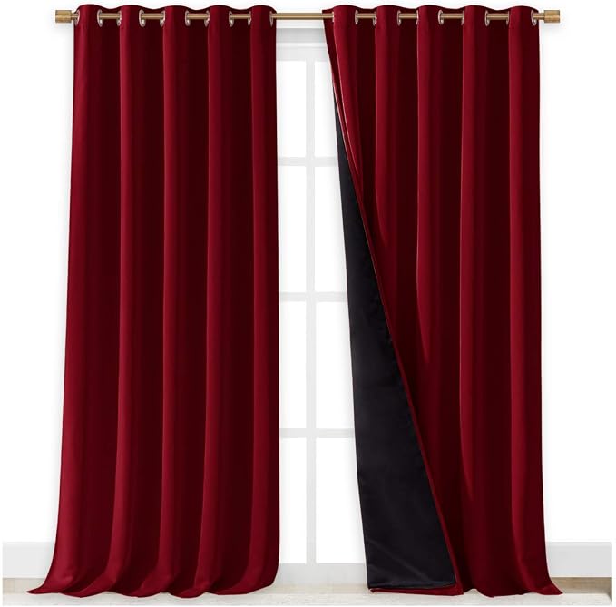 NICETOWN Total Shade Curtains and Draperies, Burgundy Red, Package of 2 - Image 2