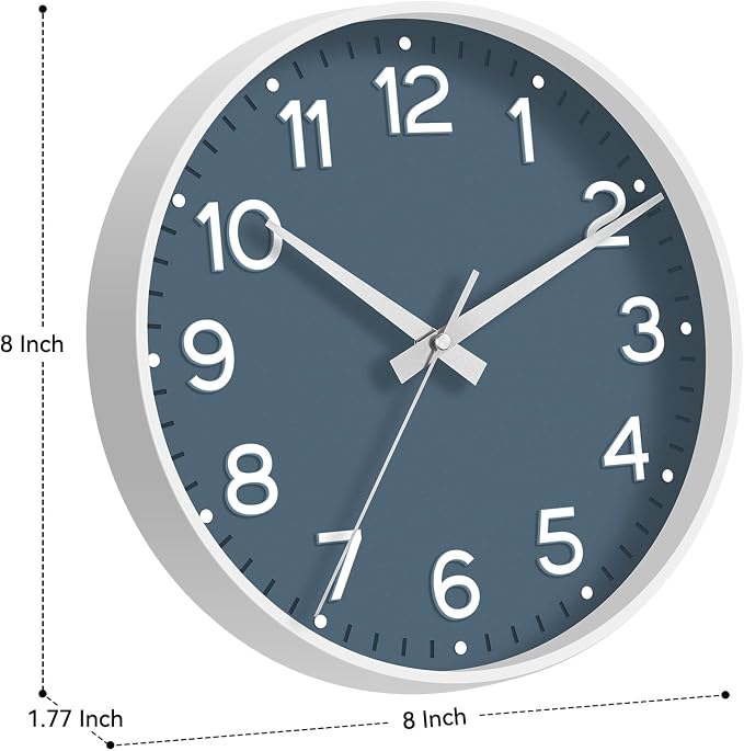 Roymnie Wall Clock, Silent Wall Clocks Battery Operated 8 Inch-Modern Non - Image 3