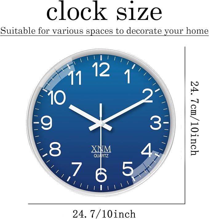 XNM 10 Inch Modern Navy Blue Clock - Image 3